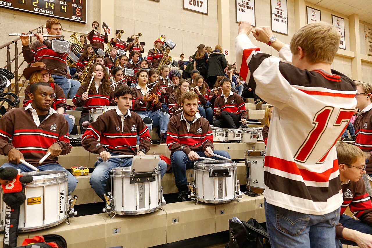 Brown University Band at a basketball game