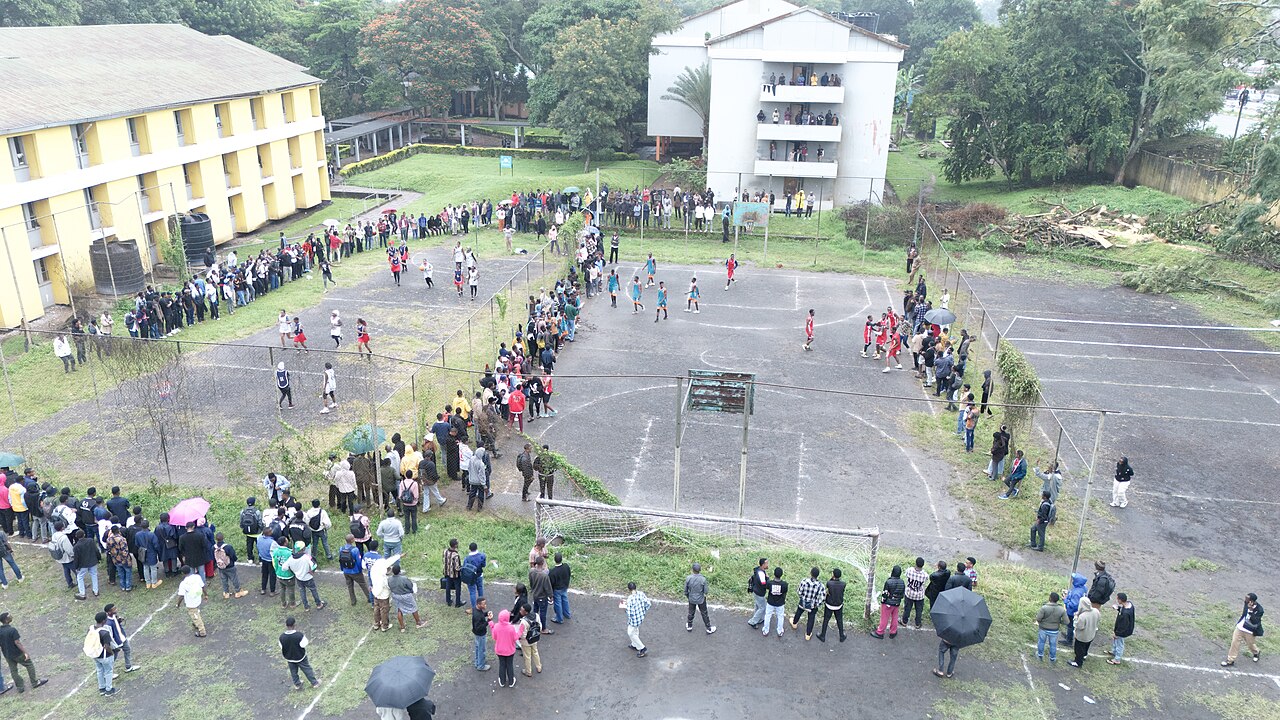 Students participating in a basketball game at Arusha Technical College
