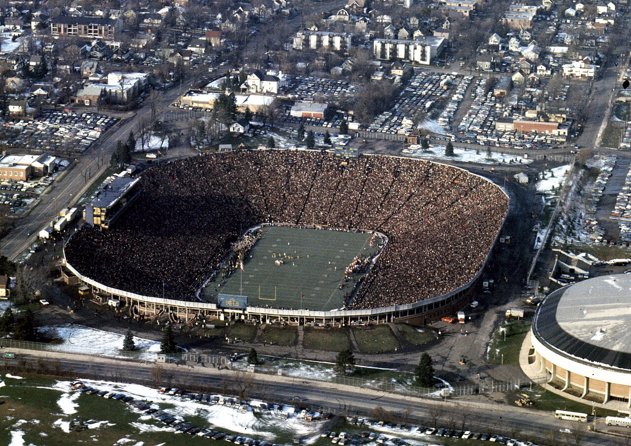 Michigan Stadium aerial, UM Football vs Ohio State 1969