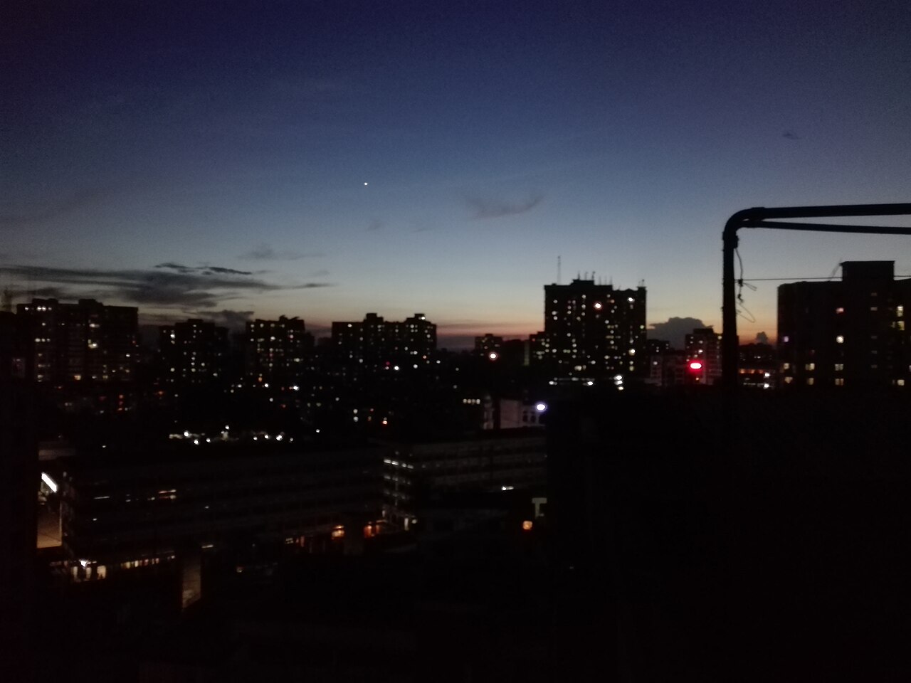 The sun almost set. evening times with city life